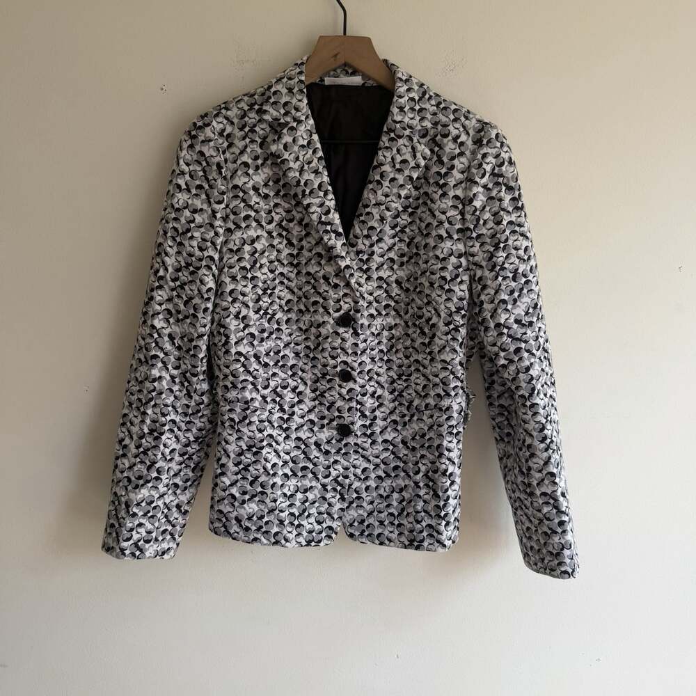 Akris Punto Jacquard Blazer Abstract Black White US Size 14 Career Quiet Luxury